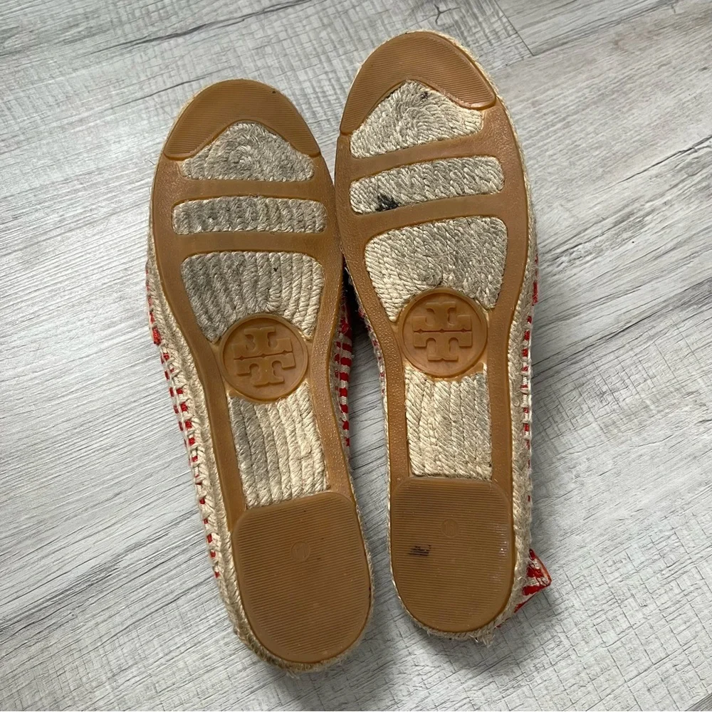 TORY BURCH Flams Red and White Espadrilles Size 11